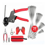 Stainless Steel Cable Tie Tool Kit – Gun + 150 Ties