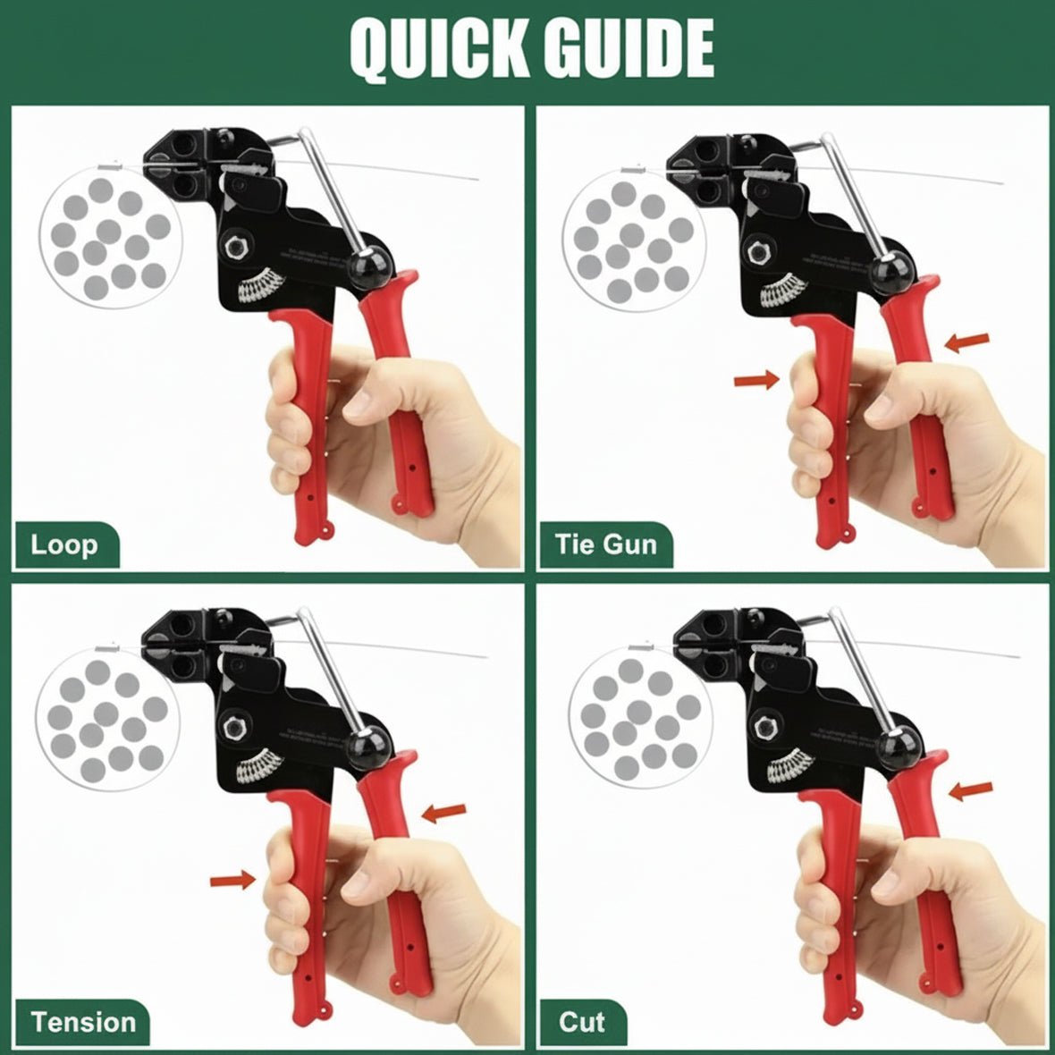 Quick guide: loop, tie, tension, cut