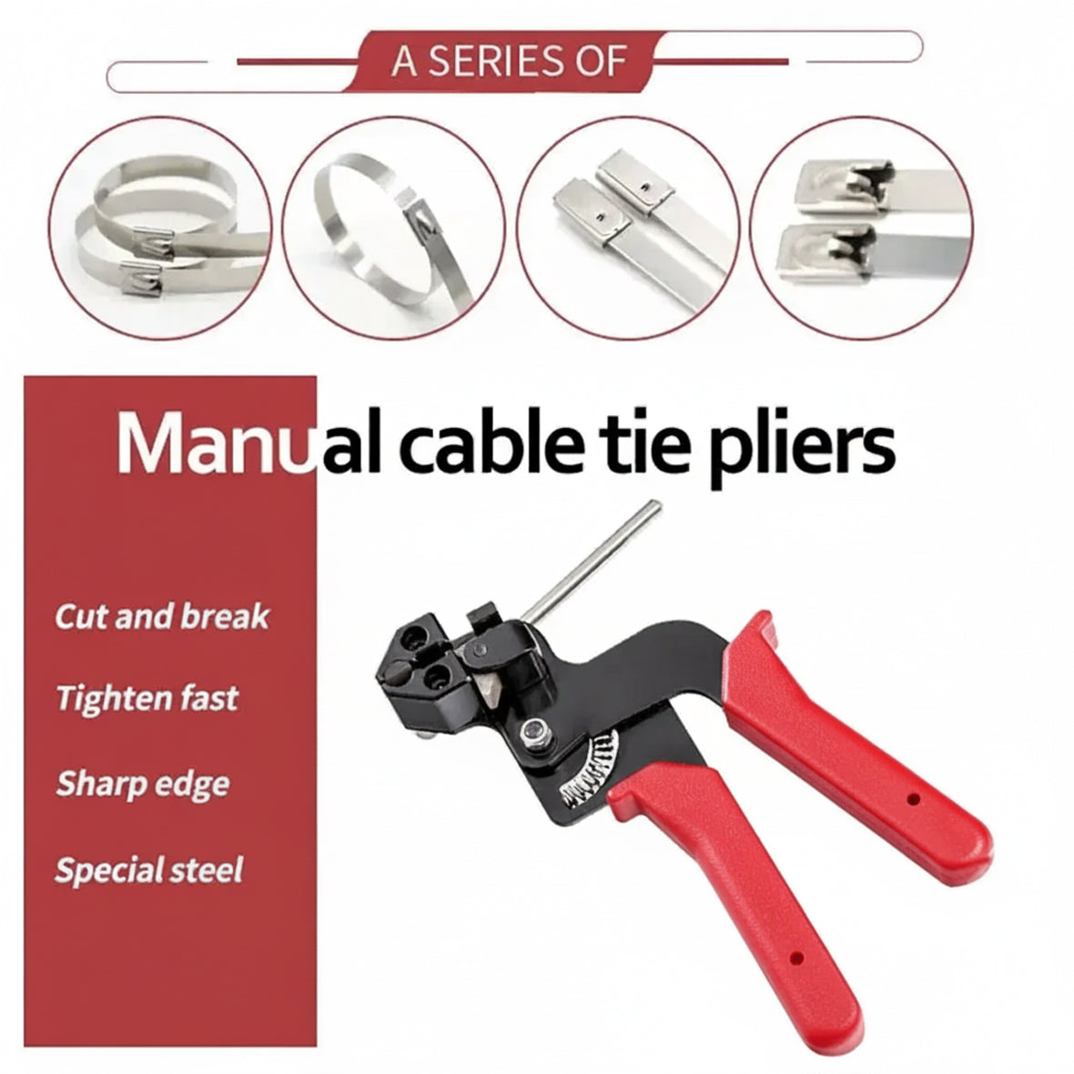 Manual cable tie pliers