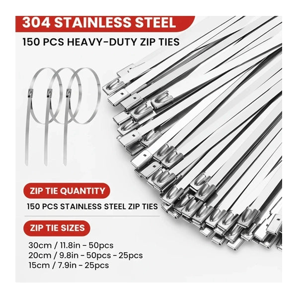 150 pcs 304 stainless steel zip ties