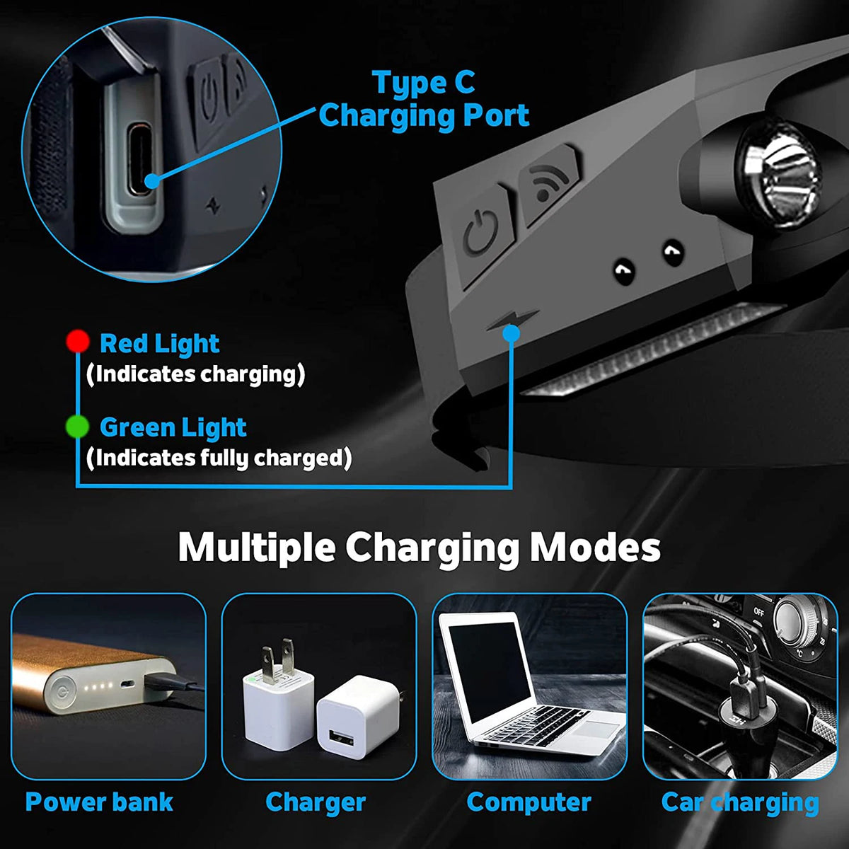 USB-C charging with charge indicator
