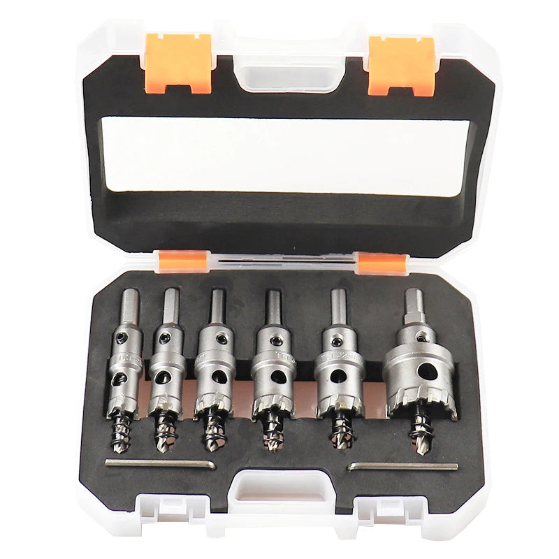 6-piece carbide hole cutter set in case