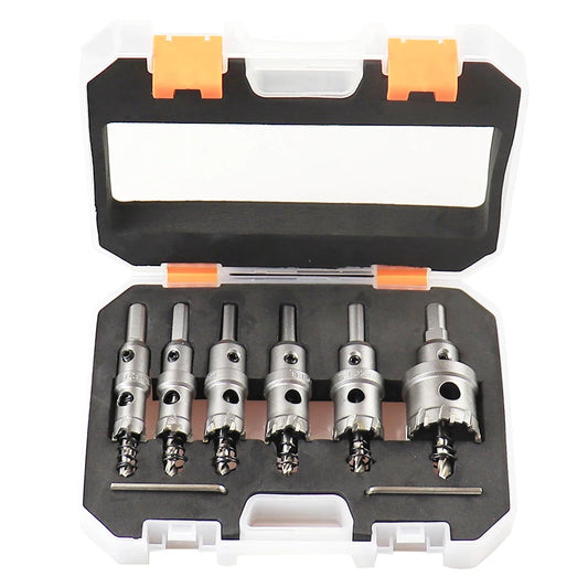 6-piece carbide hole cutter set in case