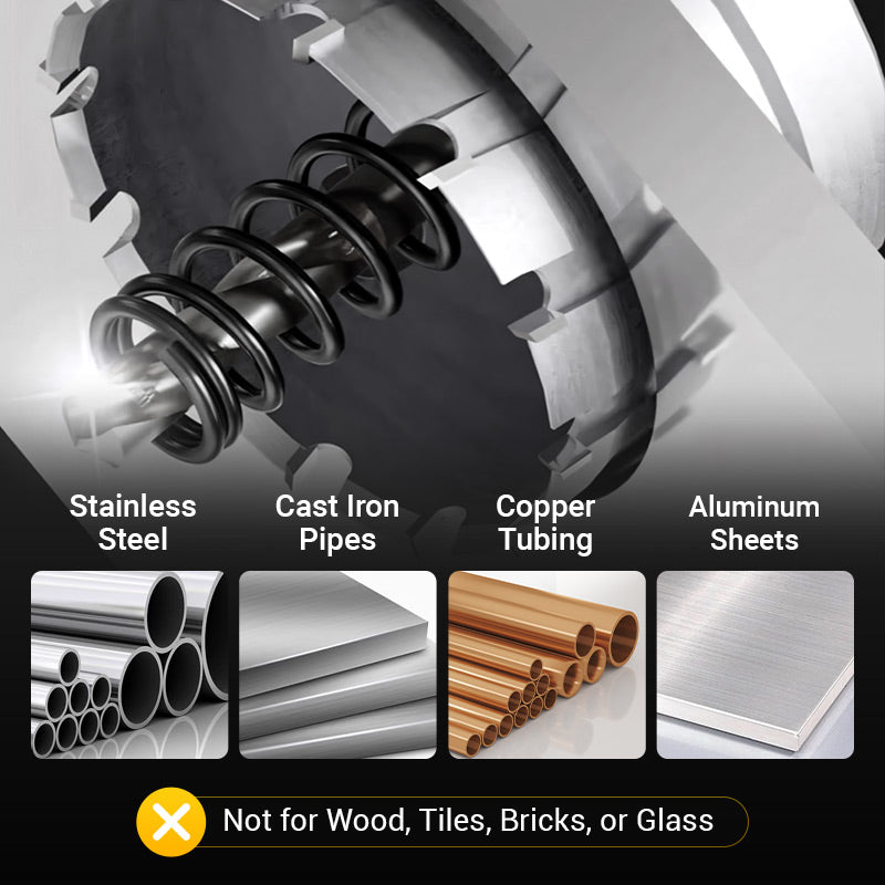 Cuts stainless steel, iron pipe, copper and aluminum