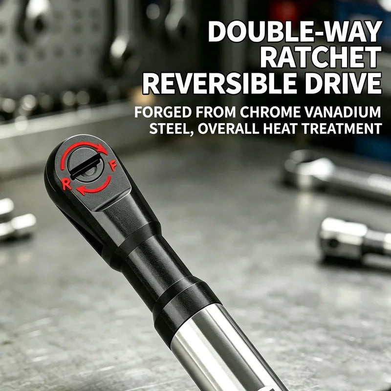 Reversible double-way ratchet head