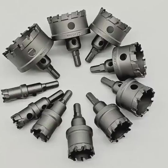 Carbide hole cutter drilling through steel