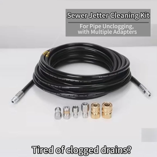 Sewer jetter clearing a drain