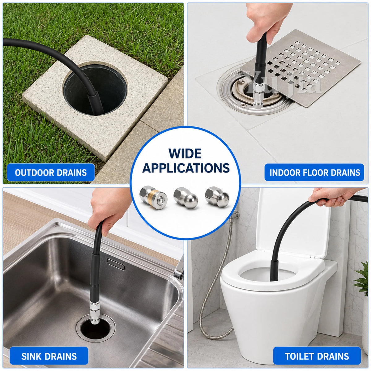 For sink, toilet, floor and outdoor drains