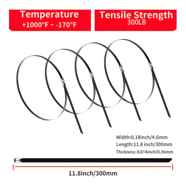 Stainless steel zip tie size 4.6 x 300 mm